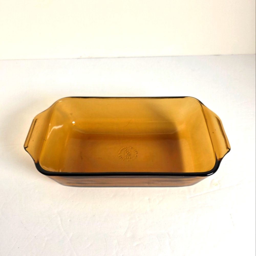 Vintage Anchor Hocking Amber Glass Loaf Pan 442